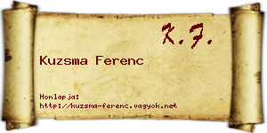 Kuzsma Ferenc névjegykártya